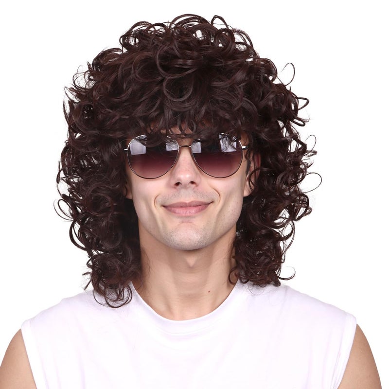 FantaLook Short Curly Brown Halloween Cosplay Wig for Men - Image 1
